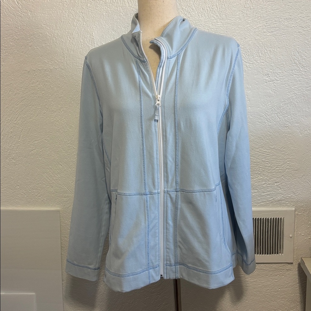 T By Talbots Everyday Yoga Long Sleeve Hip Length Zip Front Jacket